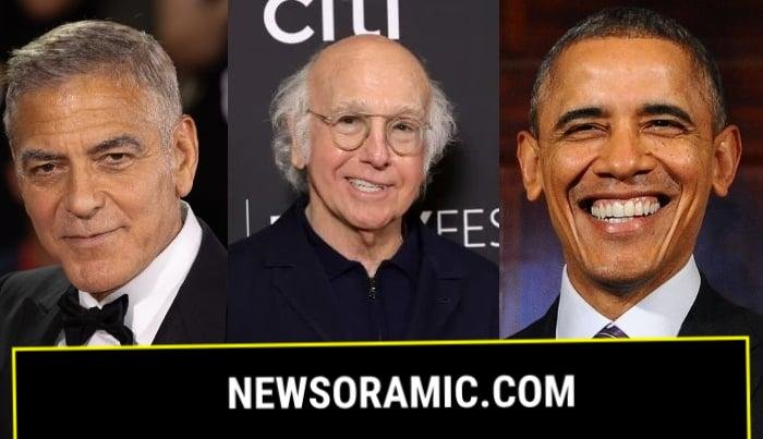 Photo: Barack Obama laughs as George Clooney, Larry David fight for attention: Source