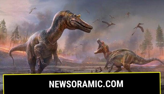 The meat-eating dinosaurs Ceratosuchops inferodios, in the foreground, and Riparovenator milnerae, in the background are seen in an undated artists rendition. — Reuters/File