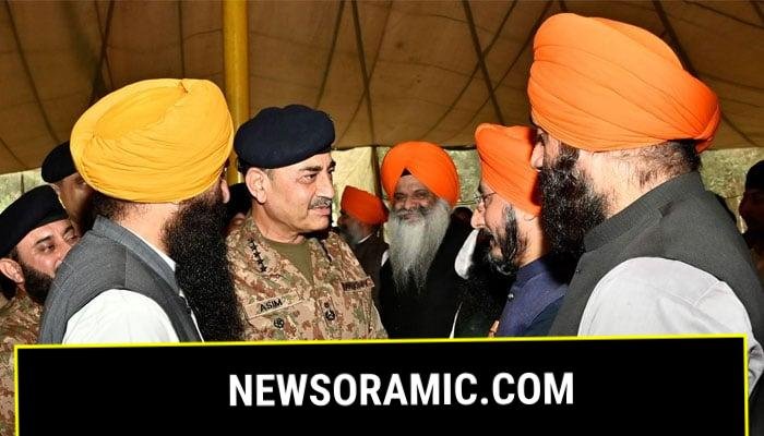 Chief of Army Staff (COAS) Field Marshal Asim Munir meets Sikh community during his visit to flood-hit Kartarpur, Punjab, August 29, 2025. — ISPR