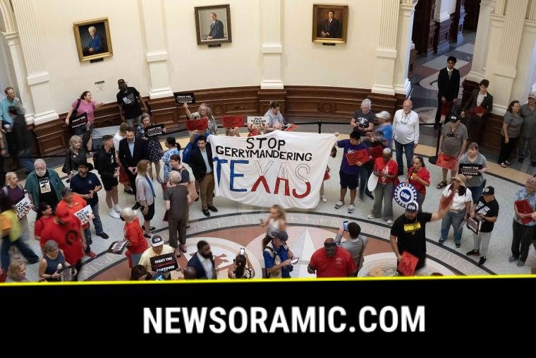 People at the Texas State Capitol during a public hearing on congressional redistricting in Austin, Texas, on Aug. 1, 2025.