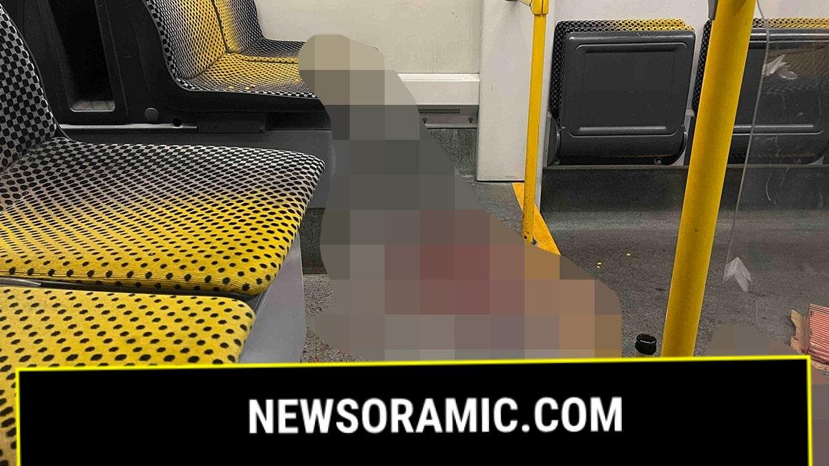 A German tram where an American tourist was stabbed in the face.