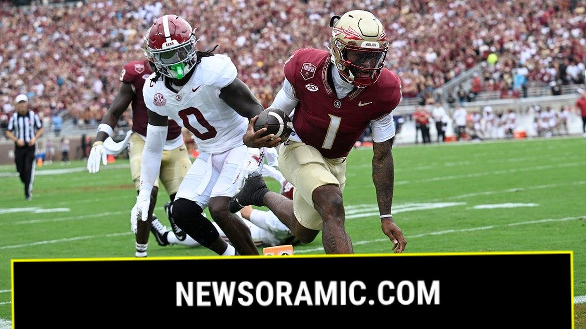 Florida State football player scores a touchdown