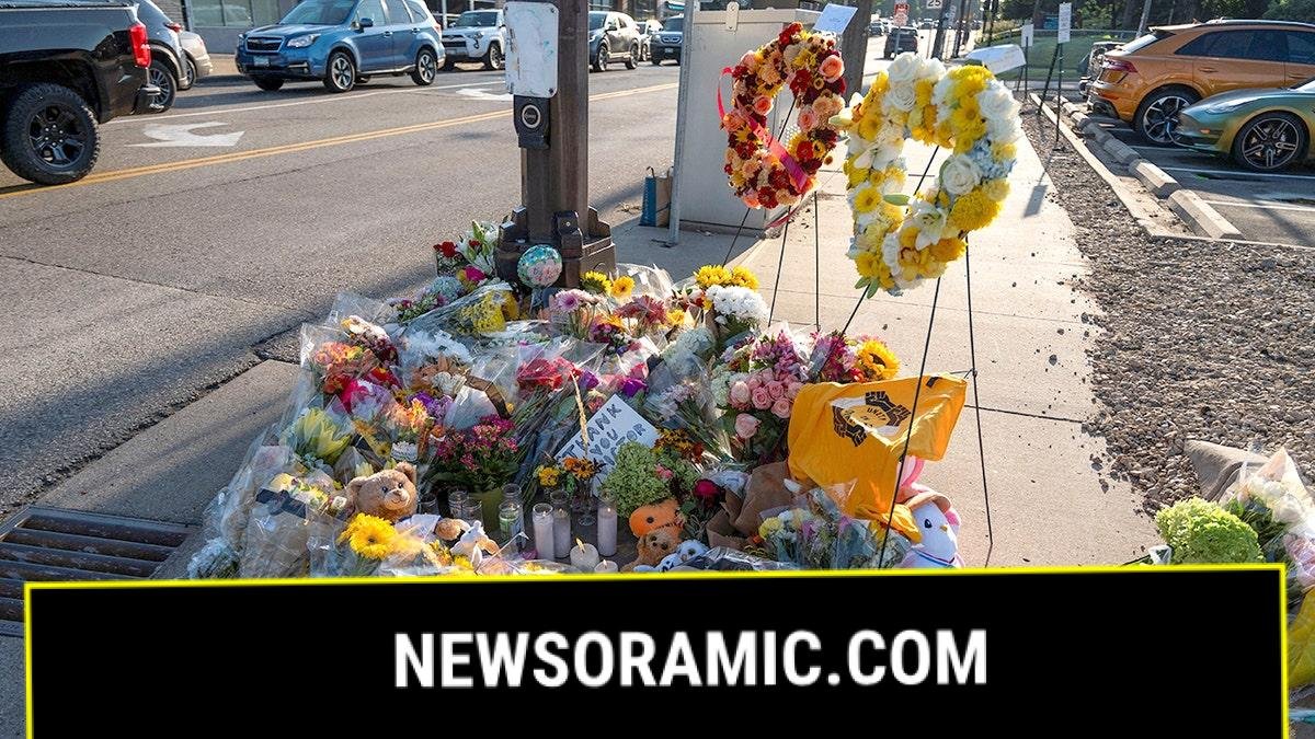 A memorial set up for victims of the mass school shooting at a Catholic school church.