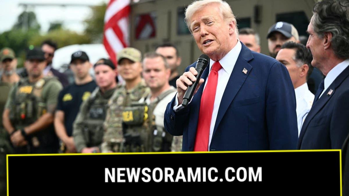 President Donald Trump with law enforcement