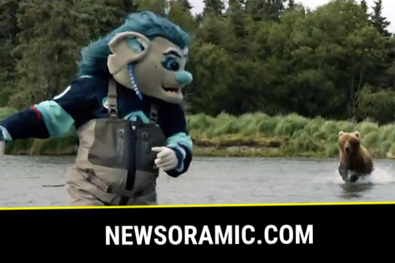 Video captures moment Seattle Kraken mascot is chased by charging bear