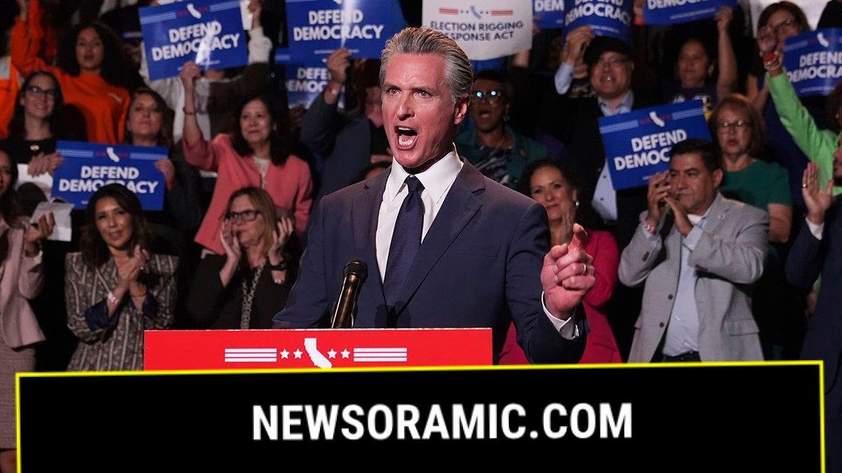 California Gov. Gavin Newsom speaks at a rally