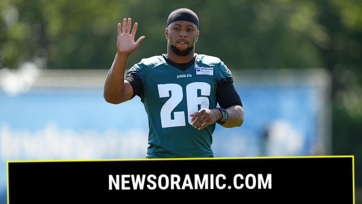 Saquon Barkley looks on field
