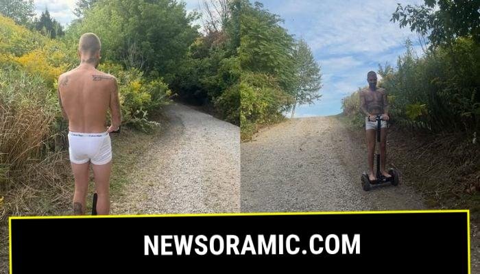 Justin Bieber shows off in briefs while riding Segway