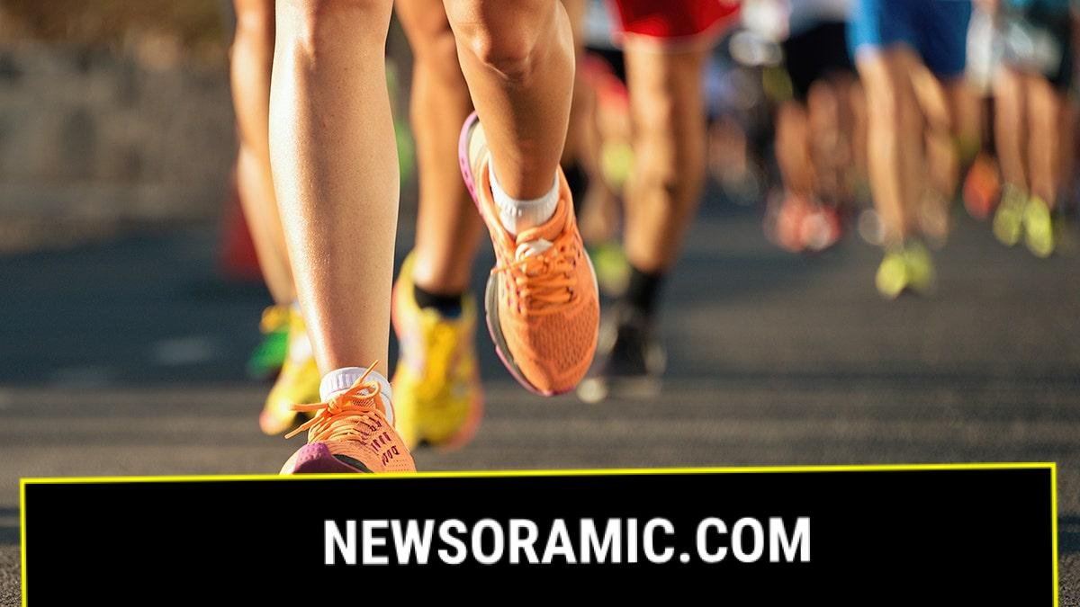 Ground view of runners in a marathon