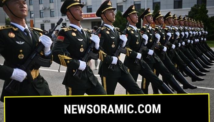 Chinese military personnel take part in a rehearsal ahead of a vast parade on September 3, 2025, in Beijing. — AFP