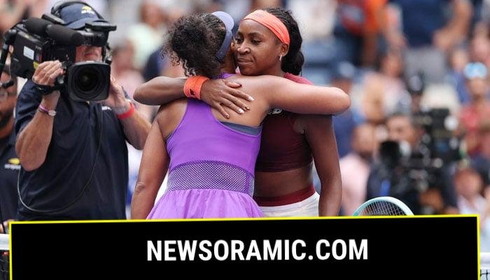 Naomi Osaka of Japan (L) and Coco Gauff of the United States embrace following their Women´s Singles Fourth Round match on Day Nine of the 2025 US Open at USTA Billie Jean King National Tennis Center on September 1, 2025 in the Flushing neighborhood of the Queens borough of New York City. — AFP