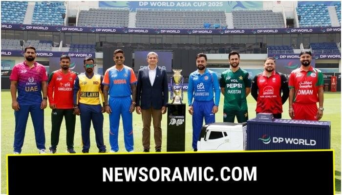 Skippers of all teams participating in Asia Cup 2025 are seen at the trophy unveiling ceremony in Dubai on September 9, 2025. — X@TheRealPCB