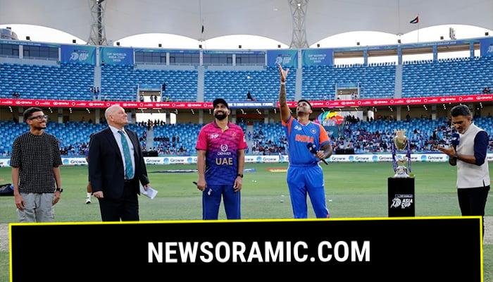 India captain Suryakumar Yadav (second from right) and UAEs Muhammad Waseem (third from right) at the toss for their ACC Mens T20 Asia Cup 2025 match at the Dubai International Cricket Stadium in Dubai on September 10, 2025. — ACC