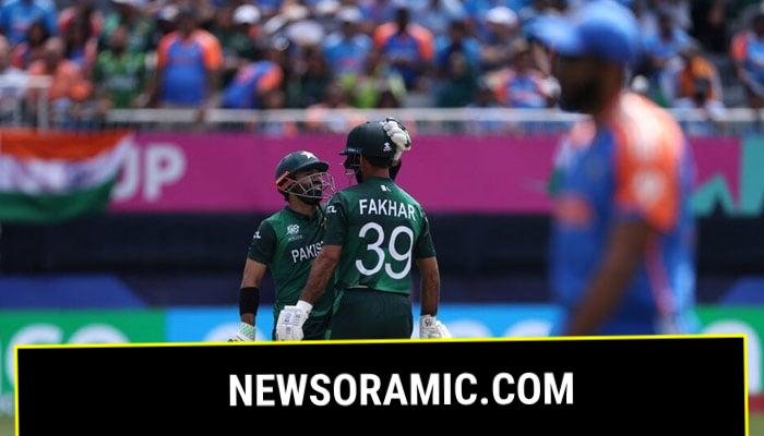 Pakistans Fakhar Zaman celebrates after a six during a match against India at the Nassau County International Cricket Stadium, New York, United States on June 9, 2024. — Reuters