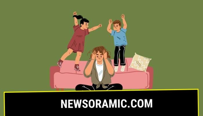 A representational artwork showing an exhausted mother of two children. — Canva