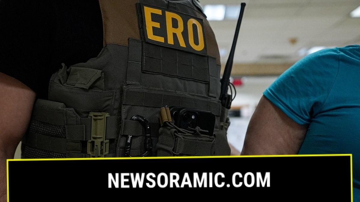 ERO agent holding an illegal immigrant's arm