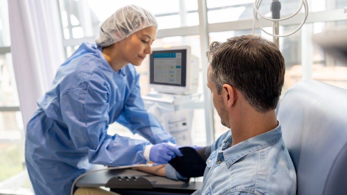 Man getting immunotherapy treatment