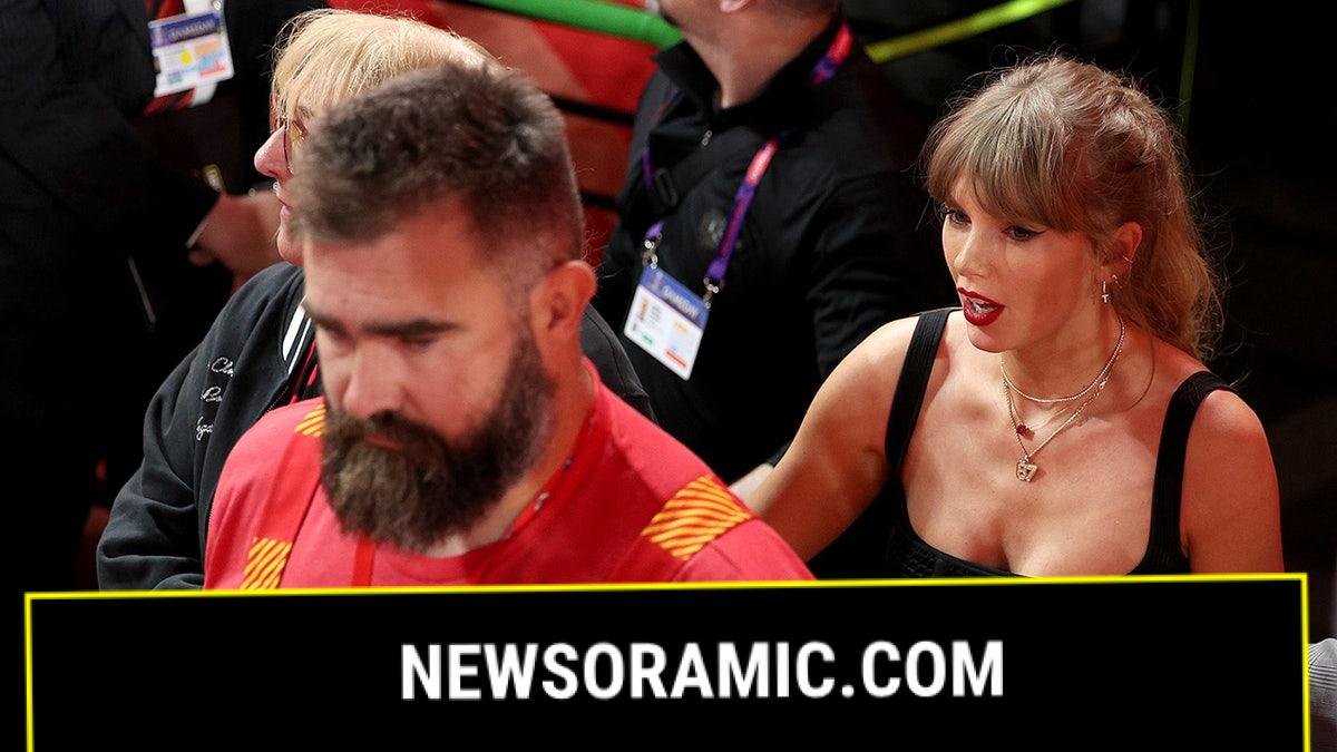 Jason Kelce and Taylor Swift after a Kansas City Chiefs game