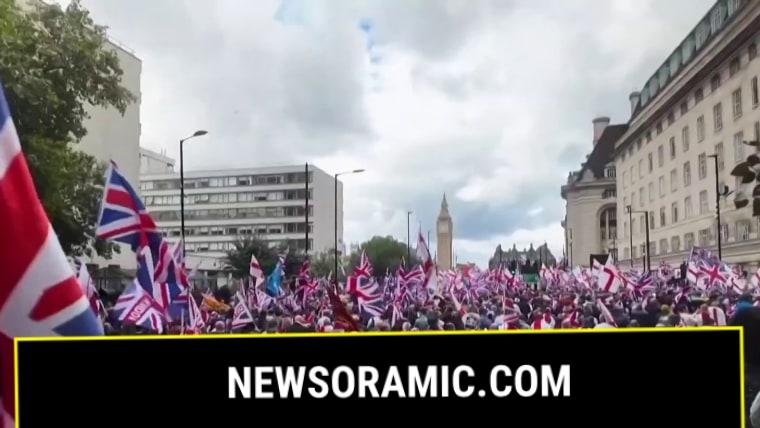 Tens of thousands march at far-right rally in London