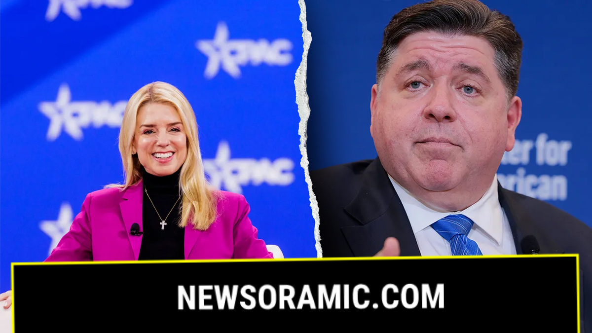 U.S. Attorney General Pam Bondi and Illinois Gov. J.B. Pritzker