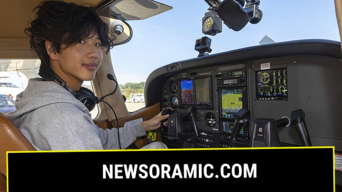 Ethan Guo in his plane