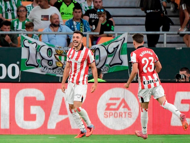 athletic bilbao s defender aitor paredes celebrates scoring his team s second goal during the spanish league football match between real betis and athletic club bilbao at the cartuja stadium in seville on august 31 2025 photo afp