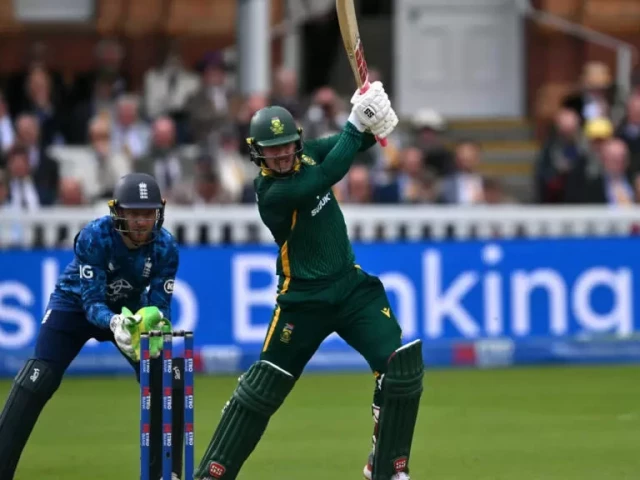 south africa s matthew breetzke hits out during his 85 in the second odi against england at lord s photo afp