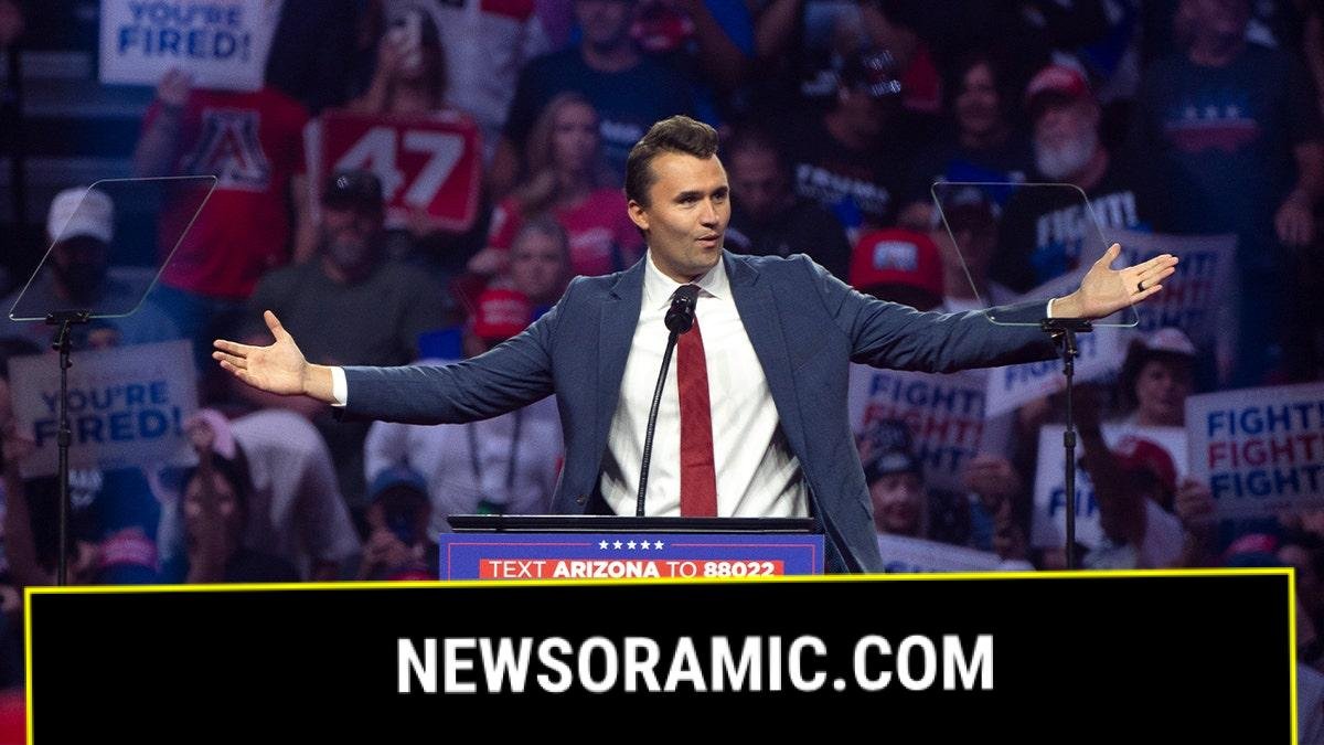 charlie kirk speaks at donald trump, jd vance campaign rally