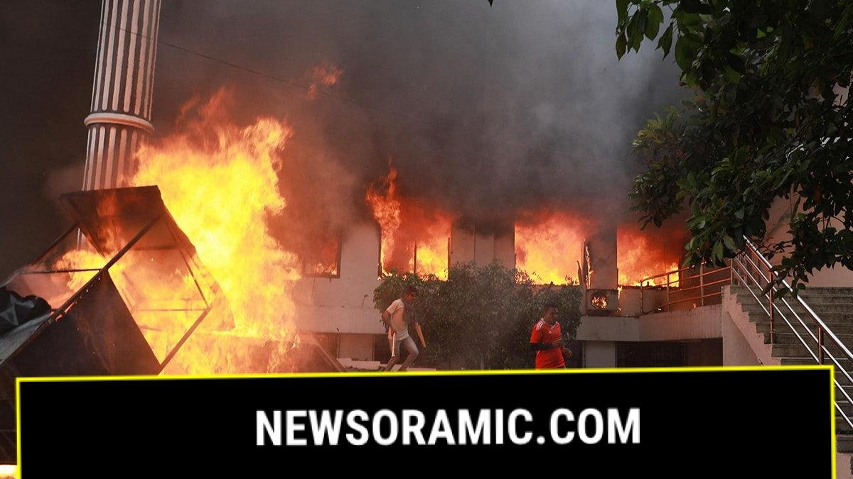 Fire in Kathmandu during protests
