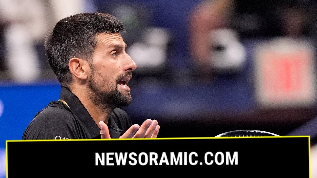 Novak Djokovic argues with the chair umpire